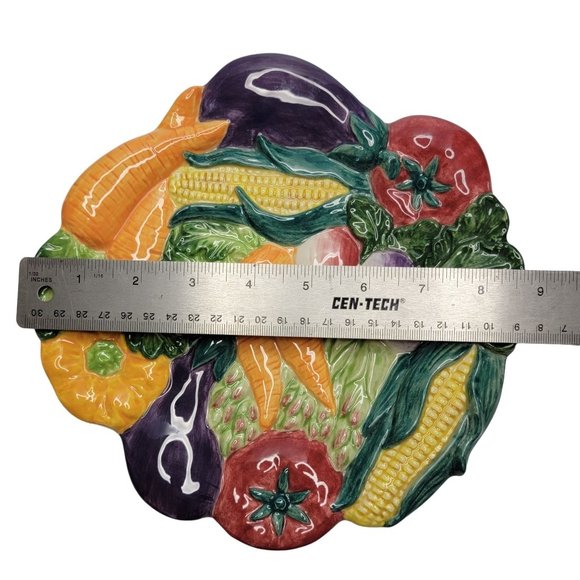 Vintage Fitz And Floyd 1996 Decorative Vegetable Plate Hand Painted 8.5 inch - Picture 2 of 5